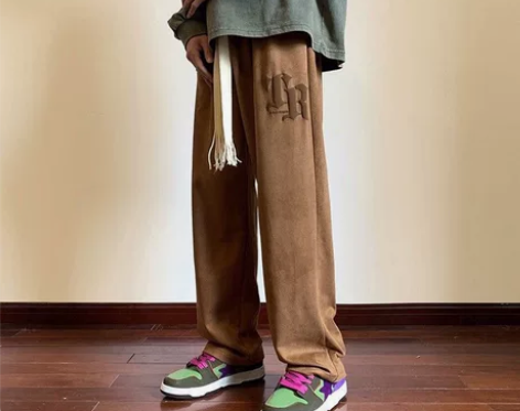 秋冬季裤子男士运动长裤潮牌高街休闲直筒裤宽...