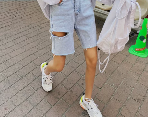 高腰破洞牛仔短裤女五分裤夏季宽松显瘦202...