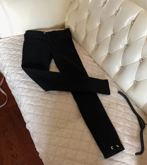 黑色加绒高质量弹力牛仔裤小脚裤铅笔裤，穿过...