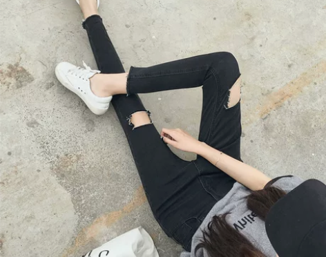 春夏新款韩版女装高腰小脚铅笔裤修身显瘦牛仔...