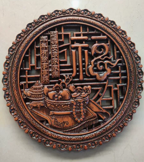 东阳木雕香樟木雕刻仿古色漆尺寸28*28直...