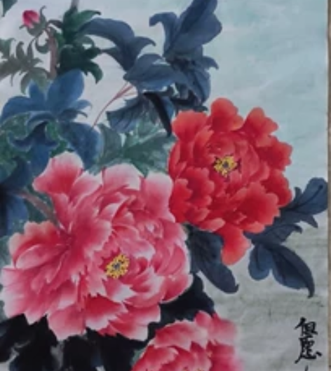 原创纯手绘牡丹花国画《花好月圆》 装饰画新...