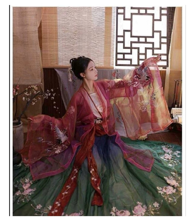 溯光十七雪碧春江花朝对襟6米摆齐腰六米摆汉...