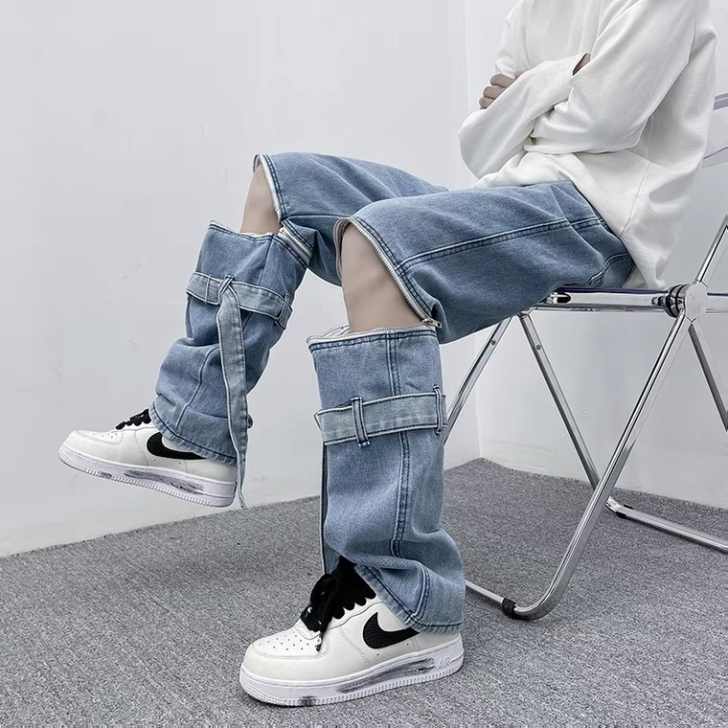 工装牛仔裤男夏季薄款痞帅oldschool...