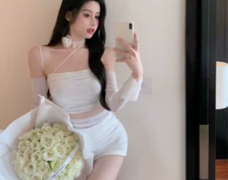 白色露背网纱小吊带背心女夏季甜辣妹性感修身...