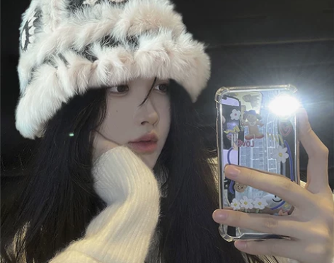 国潮醒狮渔夫帽子女秋冬保暖可爱毛绒虎头帽大...