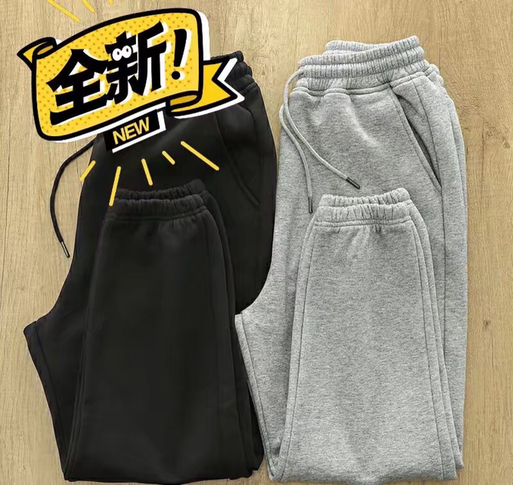 档口清仓处理全新运动卫裤男女纯棉收口拉链直...