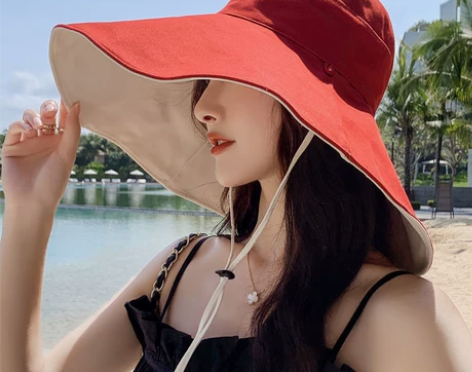 【双面可戴】帽子女夏遮阳帽防晒渔夫帽防大帽...