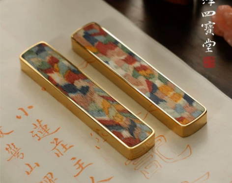 镇尺镇纸黄铜彩虹木韵文镇 铜器书法镇纸创意...
