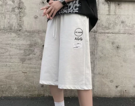 短裤男士夏季宽松薄款直筒七分裤子ins潮字...