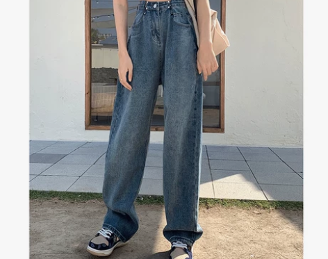 高腰显瘦阔腿牛仔裤女夏季2022新款潮in...
