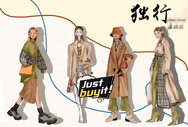 服装效果图组合4个人