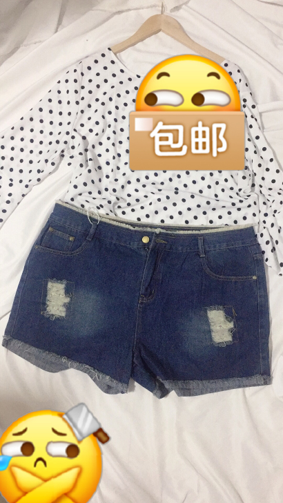 全新大码牛仔短裤 5xl,腰围100,二尺...