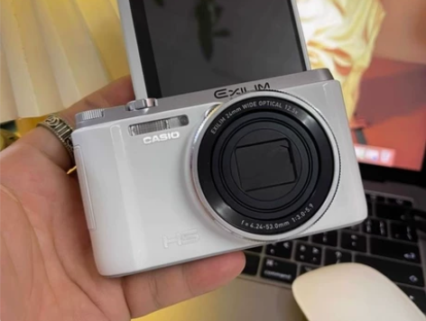 卡西欧ZR1000奶白色 CCD卡片机 翻...