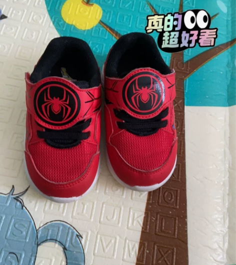 安踏儿童学步鞋漫威联名蜘蛛侠款防滑鞋21码...