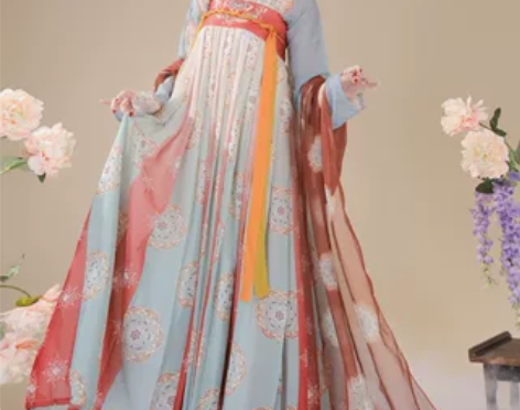 玉术【霓裳】原创汉服女齐胸襦裙唐制复原印花...