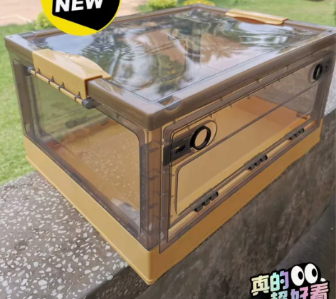 处理特大加厚透明折叠收纳箱可侧开带轮子装衣...