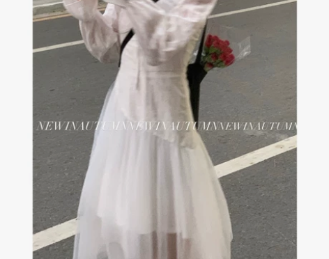 纯欲风连衣裙长款2021秋季新款修身显瘦法...