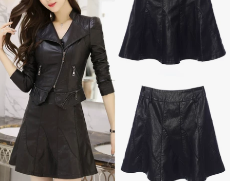 2021春秋新款小皮裙a字裙女半身裙高腰显...