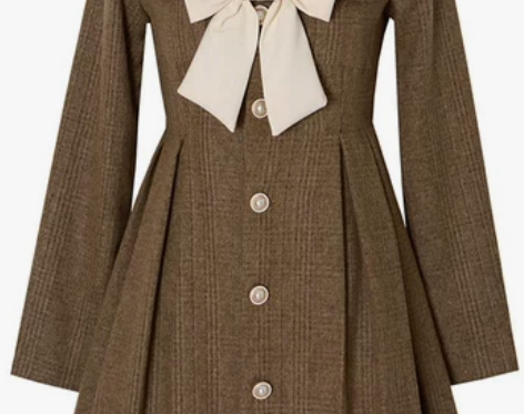 西装领连衣裙女冬季小个子学院风高级感收腰显...