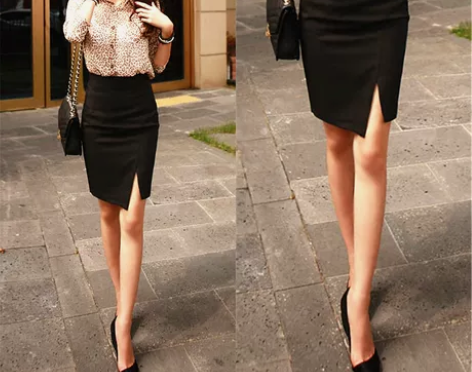 开叉半身裙包臀裙一步裙四季百搭修身显瘦高腰...