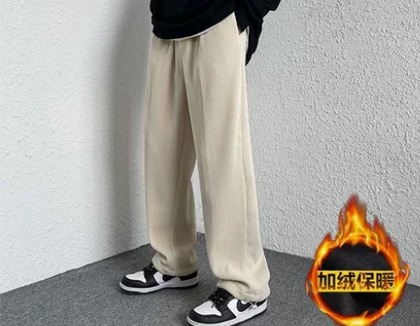 加绒加厚秋冬款潮流灯芯绒裤子男宽松百搭阔腿...