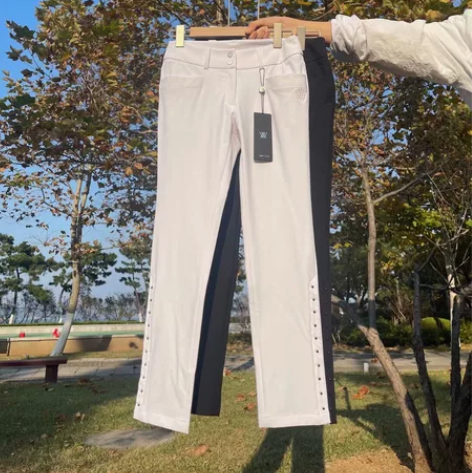 高尔夫女裤速干弹力运动休闲铅笔裤九分裤 黑...