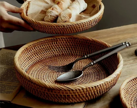 全新，越南藤编，只收手工费，家居浅盘三件套...