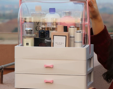 【狂欢价】防尘化妆品收纳盒桌面透明宿舍便携...