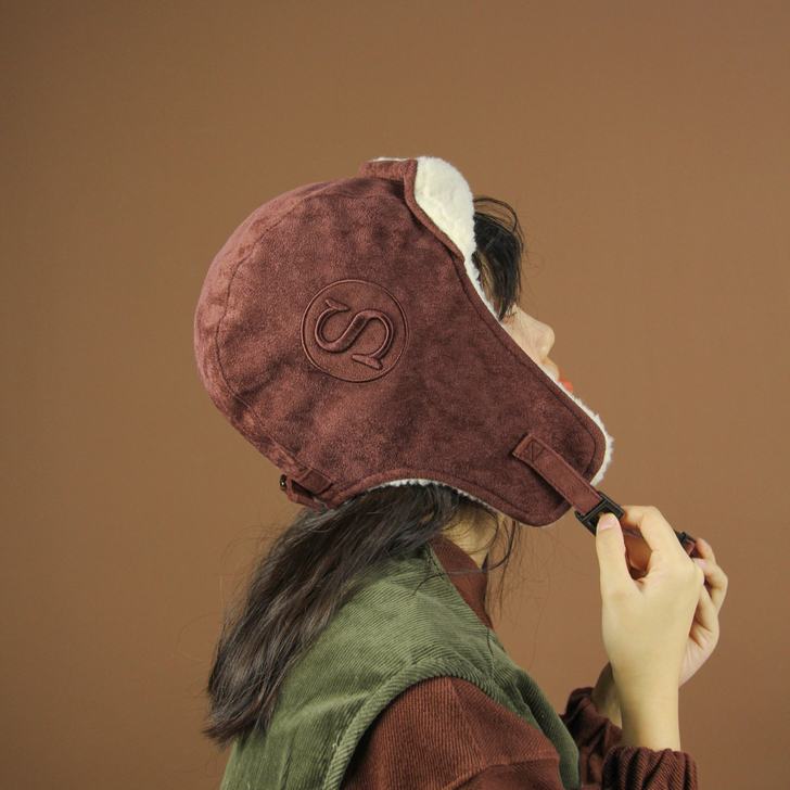 韩国可爱加厚保暖帽子女秋冬复古麂皮绒护耳防...