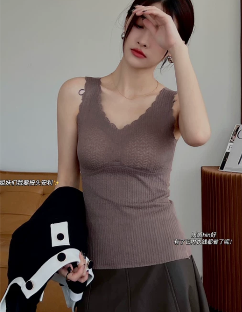 弹力修身打底背心无痕加绒保暖秋冬上衣女2