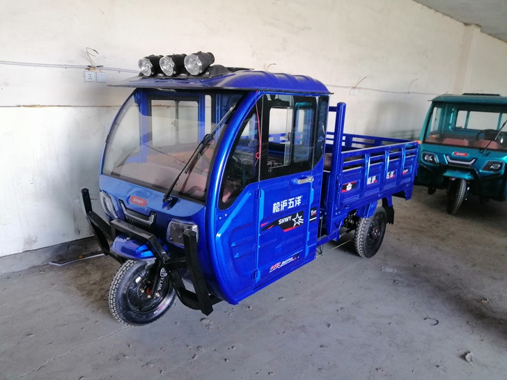 淞沪五洋电动车库房销售全新电动三轮车。