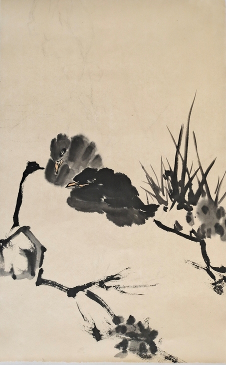 纯手绘写意花鸟小品画片一幅,仿古生宣纸。尺...