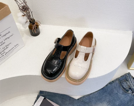 2021日系森女大头娃娃鞋原宿厚底松糕鞋女...