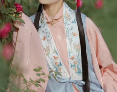 兰若庭 汉服 长比甲 双层 暗纹 绣花 明...