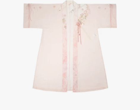 七月夕 蜜桃初夏 宋制绣花吊带对襟长衫一片...