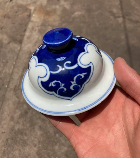 青花盖子 东西开门包老 漂亮 青花盖子