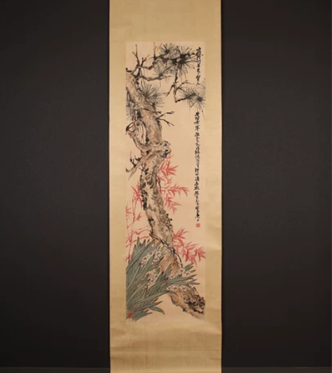 近代赵云壑 “松竹水仙图”，赵子云、赵起，...