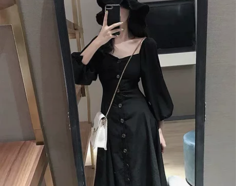 2019法式早秋连衣裙收腰显瘦超仙女森系复...