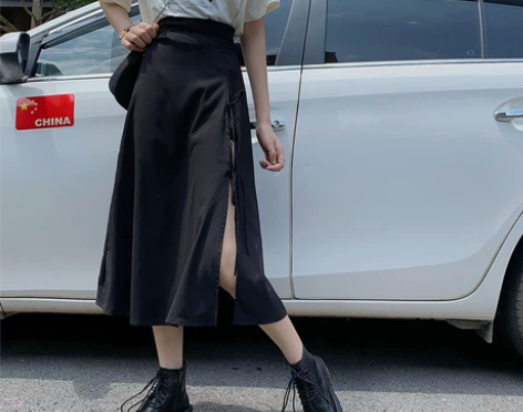 胖mm大码遮肚子半身裙女夏中长款显瘦高腰a...