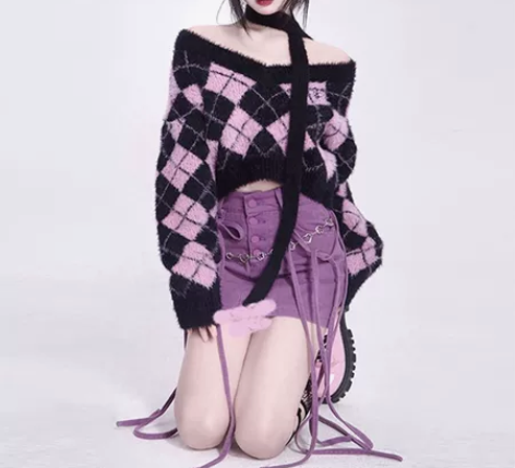 【11shop97】 慵懒风粉色毛衣  M...