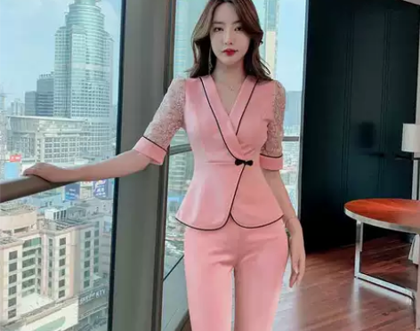 美容院养生师工作服女性感v领修身显瘦足浴足...