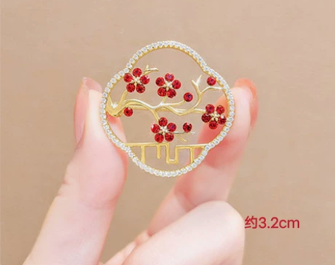 低价出！高品质梅花胸针 中国风红梅胸针金属...