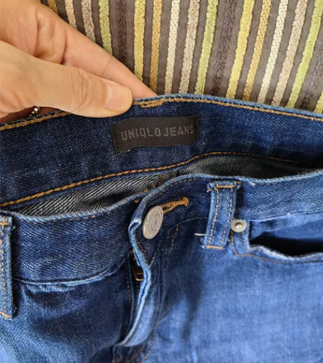 正品优衣库高腰阔腿显瘦牛仔裤 25码牛仔蓝...