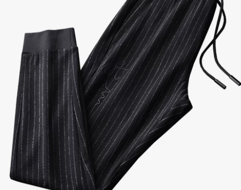 秋季新款时尚色织竖条纹面料休闲裤男修身潮…...