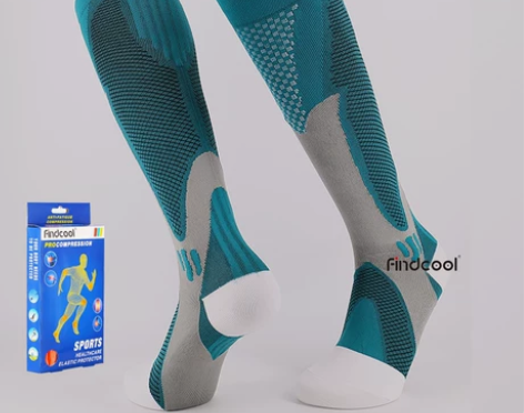 Findcool男女跳绳跑步瘦小腿压缩袜高...