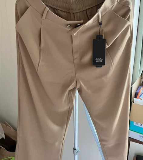 浅卡其色阔腿裤女高腰垂感2022春秋新款休...