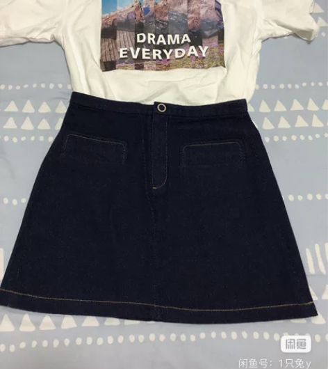 Lily夏季新款牛仔A字裙气质半身裙 全新...