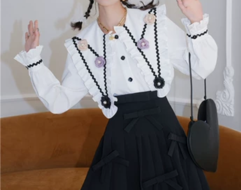 黑色蝴蝶结不规则百褶半身裙显瘦春秋女法式百...