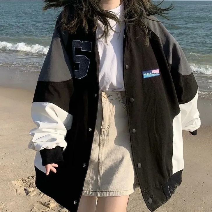 ins小红书同款棒球服拼接外套新款春夏潮牌...